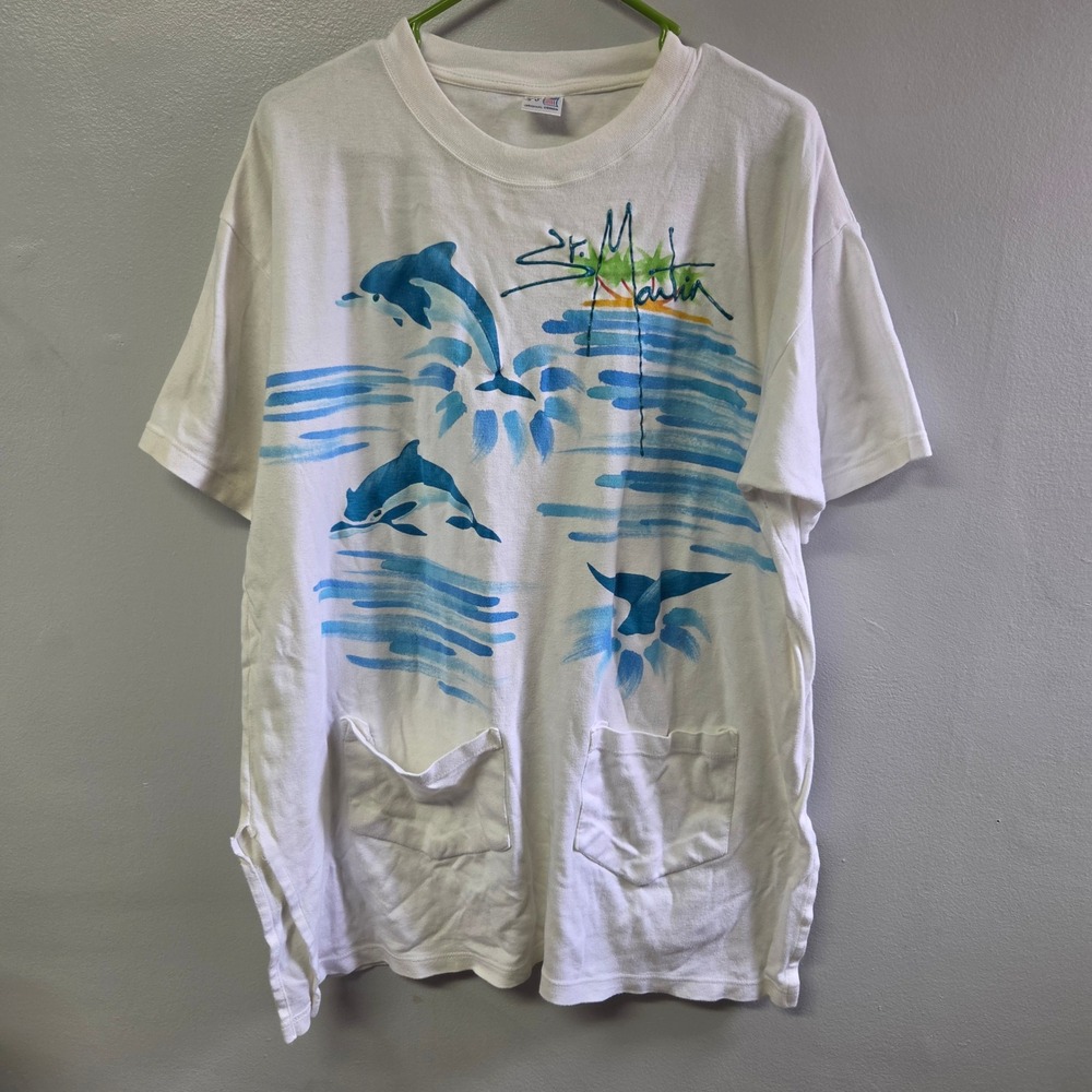 St Martins Puff Paint Vintage Shirt Large XL Graphic Art‎ Pockets